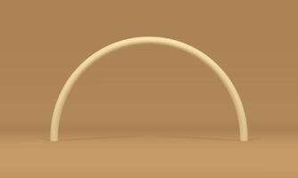 Curved archway beige rod 3d decor element for product presentation stage showcase realistic vector