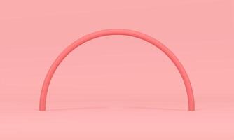Pink curved rod archway construction decor element 3d display realistic illustration vector
