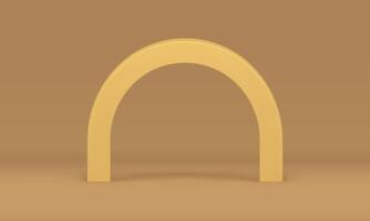 Golden arch 3d curved metallic column showcase exhibition for product presentation realistic vector