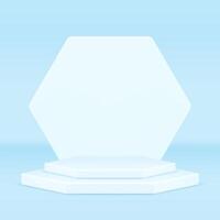 White hexagon 3d stage podium stairs award arena showcase product presentation realistic vector