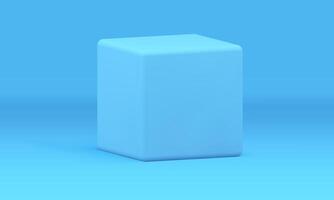 3d blue cube podium squared box exhibition stage platform for product performance realistic vector