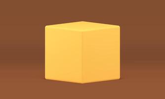 3d yellow cube squared podium minimalist stage award arena product presentation realistic vector