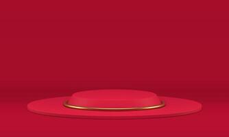 3d stage red circle pedestal award arena showcase for product presentation realistic vector