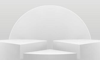 White 3d pedestal geometric stage basic platform presentation studio background realistic vector