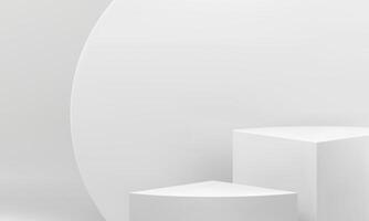 3d white geometric podium squared triangle stairs product presentation advertising realistic vector