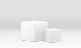 3d cubes squared two pedestal geometric form symmetric foundation platform realistic vector