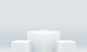 White 3d podium squared cubes geometric form award arena contest achievement realistic vector