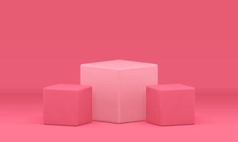 3d cubes box level podium squared promo product presentation studio background realistic vector