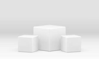 White cubes 3d arena podium stage squared contest showcase studio background realistic vector