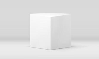 White 3d box symmetric podium geometry construction showcase foundation stage realistic vector