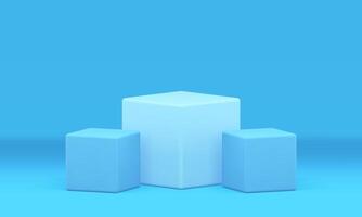3d podium blue level cube geometric stage for product presentation retail basic foundation vector