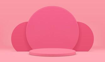 3d stage pink cylinder foundation with circle wall product presentation showcase design vector