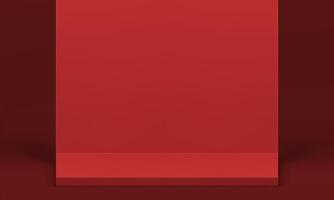 Red 3d stage squared platform wall decorative studio background for product presentation vector