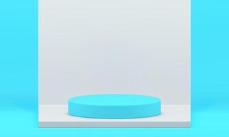 Blue 3d podium advertising platform for product presentation geometric foundation realistic vector