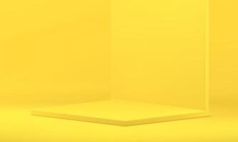 Yellow 3d podium wall foundation squared stage win champion architecture realistic vector