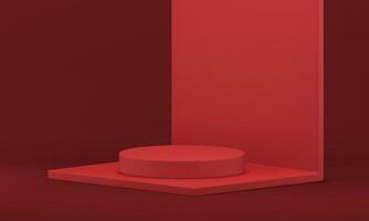3d podium cylinder scene on squared isometric base foundation studio background realistic vector