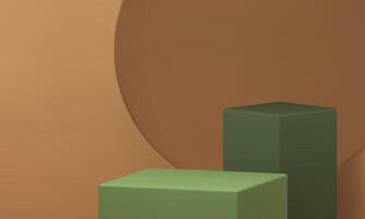 3d pedestal level stage empty showcase green geometric square rectangle design realistic vector
