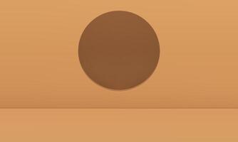3d interior space design minimalist beige studio background circle hole ornament realistic vector