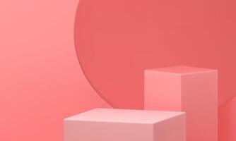 3d pedestal competition stand square rectangle geometric level pink studio background vector