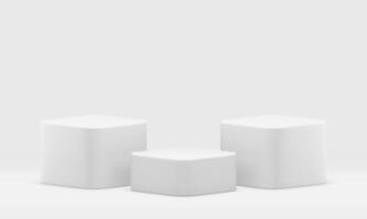 3d pedestal white smooth cubes squared foundation platform decor element realistic vector