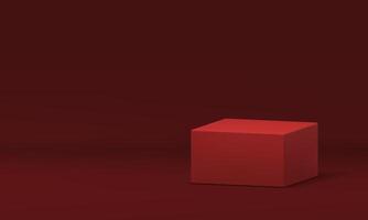 Red 3d pedestal rectangular scene empty display for product presentation realistic vector