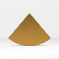 Golden 3d triangle curved pyramid premium decor element vertical wall design realistic vector