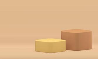 Beige squared 3d pedestal product performance geometric foundation expo retail platform vector