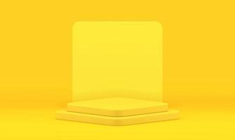 3d pedestal promo foundation yellow geometric studio background minimalist platform realistic vector