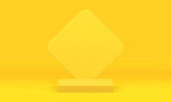 Yellow 3d pedestal geometric rhombus showcase angular foundation studio background realistic vector