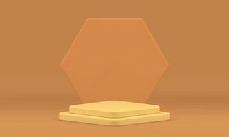 3d podium beige stage level platform product presentation retail merchandise construction vector
