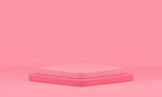 Pink 3d podium squared basic foundation platform isometric level step construction realistic vector