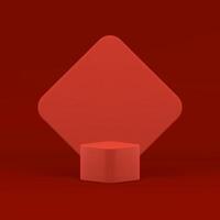 3d podium rhombus red geometric stage ceremony exhibition for product presentation realistic vector