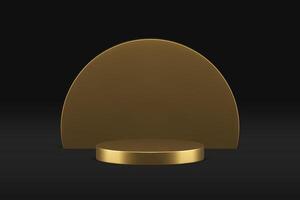 3d golden podium circle metallic platform stage foundation for product performance realistic vector