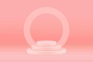 Pink 3d podium cylinder level platform event award arena for product performance realistic vector