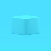 Blue smooth cube squared pedestal container polygonal regular box 3d realistic vector