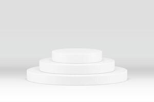 3d white pedestal cylinder steps foundation platform concert award arena design realistic vector