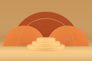 3d podium beige round stage premium product presentation stairs basic foundation realistic vector