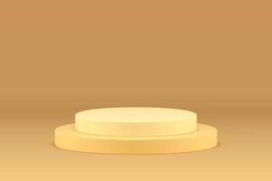 3d beige pedestal cylinder stage event ceremony concert round level steps realistic studio vector
