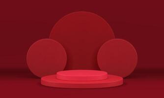 Red 3d pedestal cylinder stage level step foundation for first competition win celebration vector