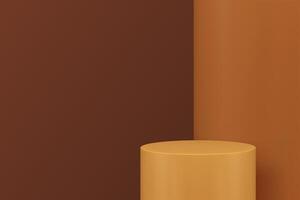 Brown 3d podium cylinder stand for product promo performance angular studio background vector