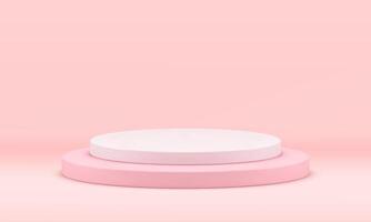 Pink 3d podium elegant level stage art event celebration cylinder basic foundation realistic vector