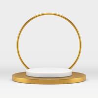 3d podium golden cylinder foundation art event celebration circle frame decor element vector