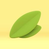 Two green folded leaves 3d decor element summer natural botanical design realistic vector