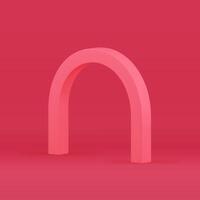 3d arch pink curved geometric foundation decorative circular column realistic illustration vector