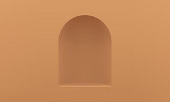 Arch 3d pedestal museum display beige curved hole in wall foundation for presentation vector