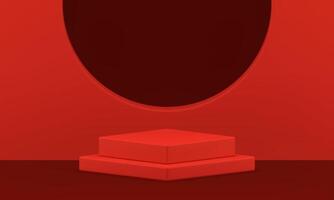 3d pedestal red advertising squared foundation museum construction level stage performance vector