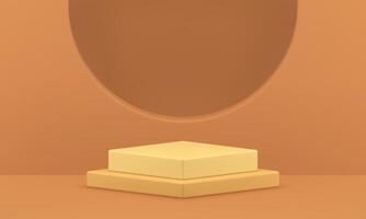 3d podium square level platform construction empty semicircle wall hole studio background vector