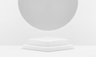 White squared 3d pedestal level platform semicircle hole space minimalist studio background vector