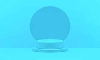 Blue 3d pedestal cylinder showcase foundation hole wall space geometric studio background vector