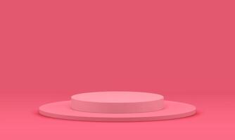 Pink 3d pedestal cylinder foundation level step architecture stage construction realistic vector